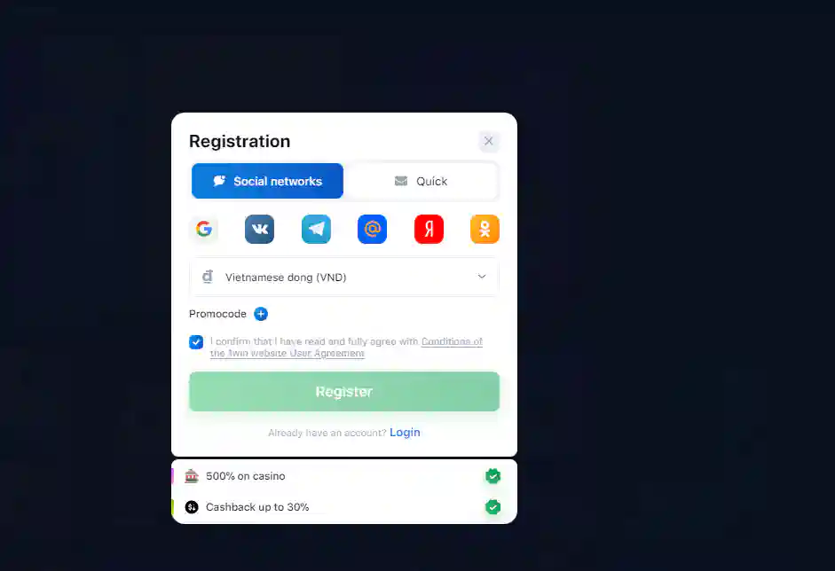 1win login Xóc Đĩa